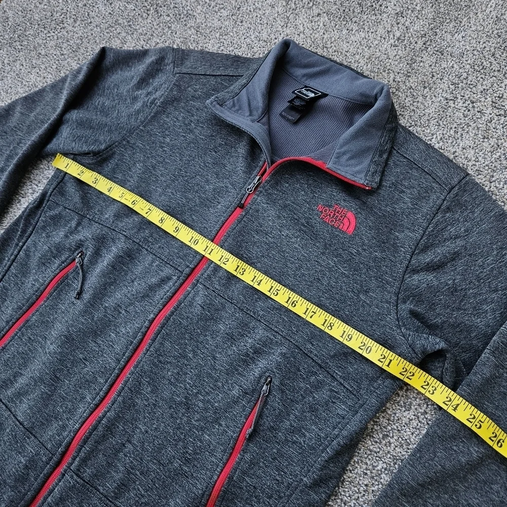 Men’s North Face Softshell Jacket Gray Red Zip Up Coat Outdoor Size Medium